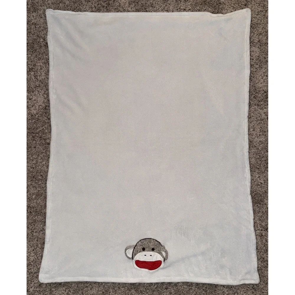 Baby Starter Sock Monkey Face‎ Blanket Plush Security Lovey Crib Baby 30x40